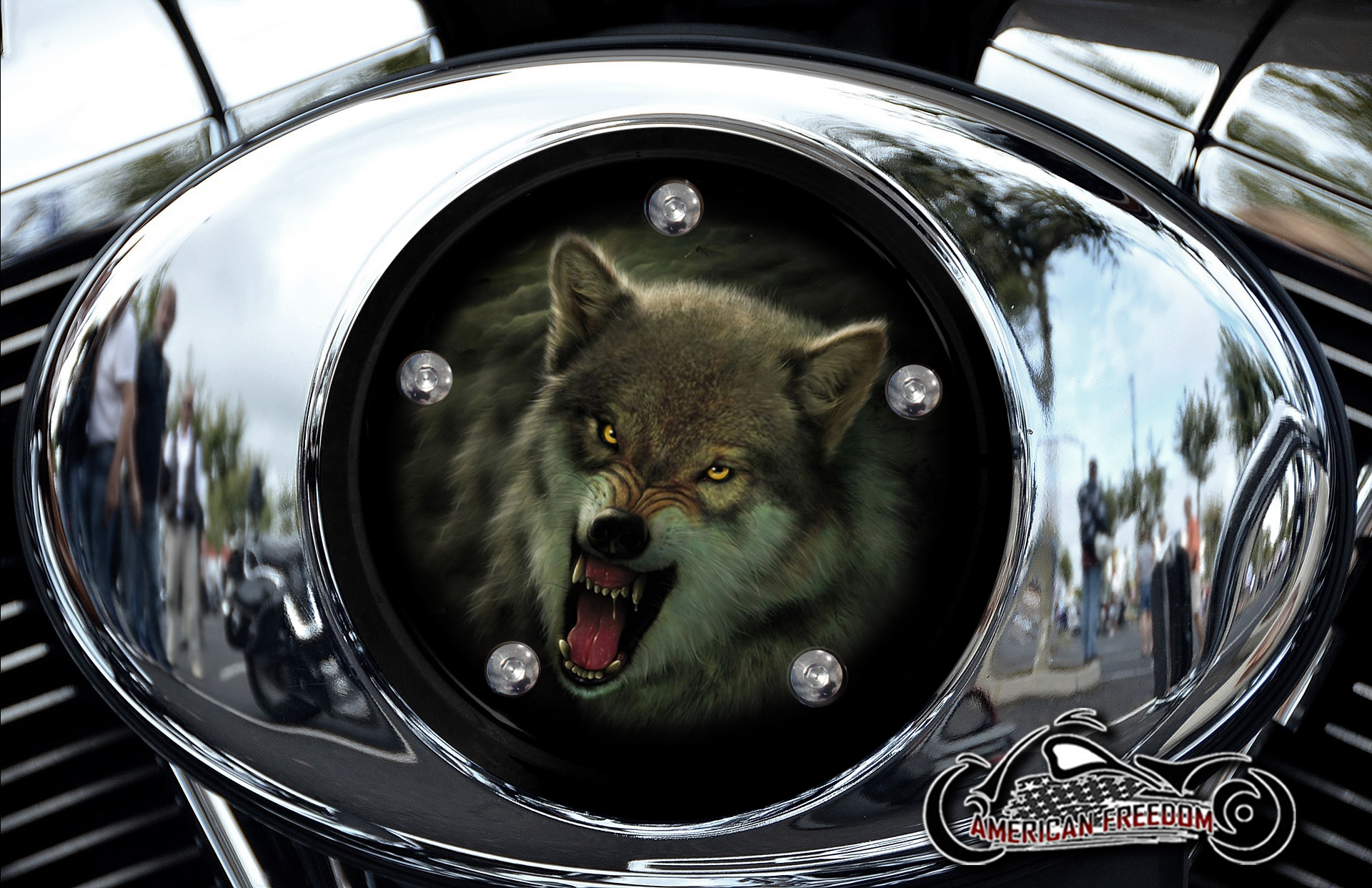 Custom Air Cleaner Cover - Snarling Wolf